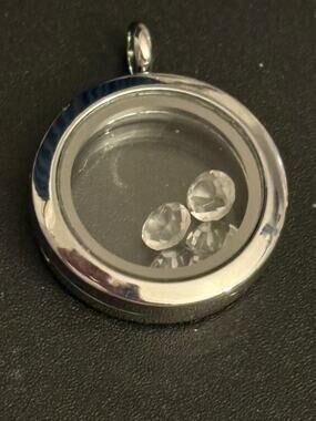 Vintage Floating Glass Locket Pendant Crystal Charms